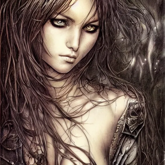 Prompt: a highly detailed portrait in the style of luis royo and in the style of milo manara.