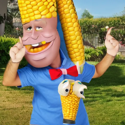 Image similar to the nickelodeon character doug as anthropomorphic corn.