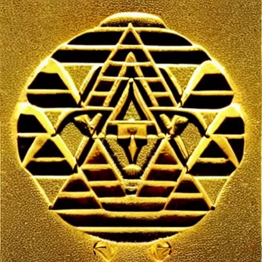 Prompt: Melechesh Enki sacred geometry golden ratio egypt pyramid babylon gold color