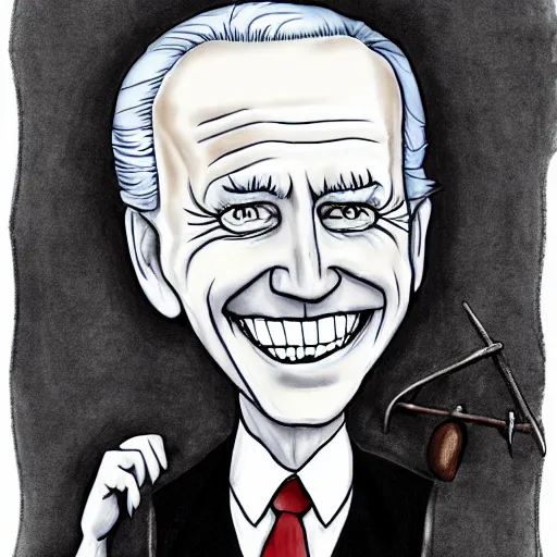 Image similar to grunge drawing of joe biden in the style of corpse bride