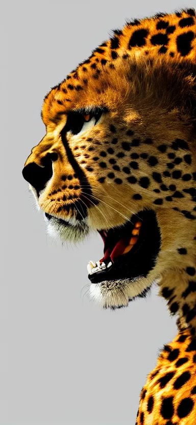 Image similar to a portrait photo of luffy as cheetah, side shot, by professional photographer, 8 k resolution, high quality