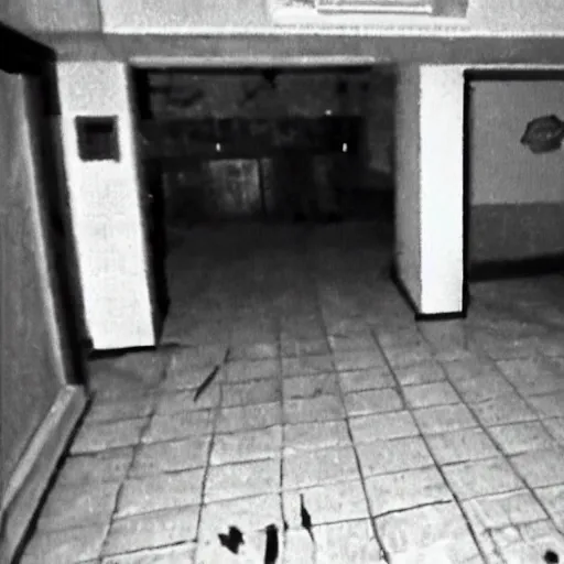 Image similar to cctv footage of basement demon, found footage, horror, unsettling, grainy