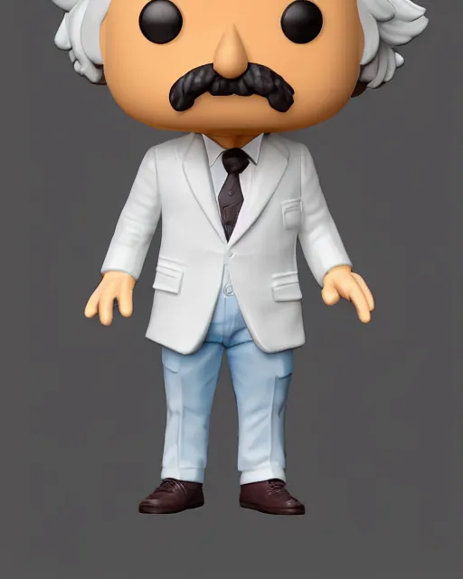 Image similar to full body of albert einstein as a funko pop!, four, studio lighting, white background, single body, no shadow, blender, trending on artstation, 8 k, highly detailed