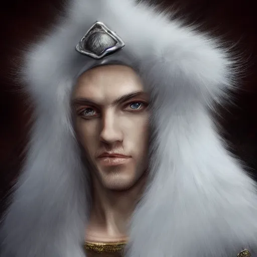 Image similar to portrait of a white panter with a very long fur and wizard hat, fantasy, trending on artstation, heroic pose, illustration, highly detailed, simple, 8k