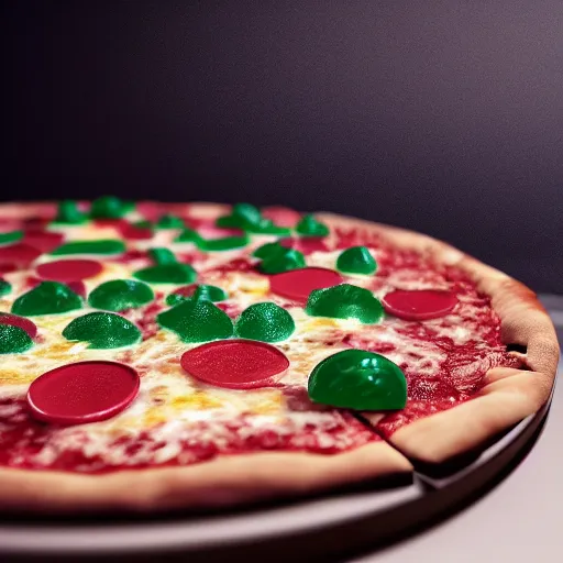 Image similar to crystallized pizza, render, unreal engine, octane, volumetric lightning, 8 k