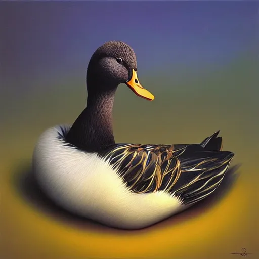 Prompt: a duck on the prowl oil painting igor morski