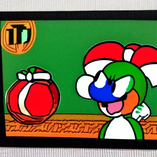 Image similar to symmetrical die cut sticker, yoshi from yoshi's island