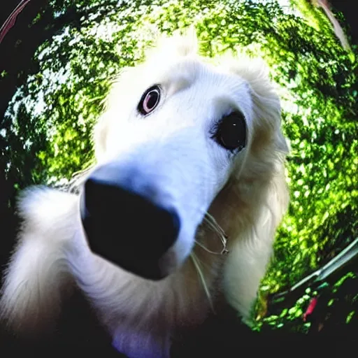 Image similar to fisheye lens photo of a borzoi