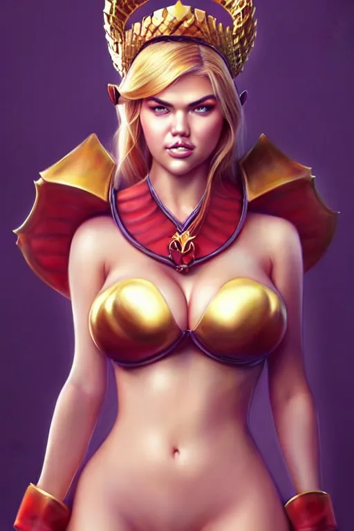 Prompt: hyper-realistic, gorgeous!!! woman resembling kate upton as bowsette, elegant, warrior princess, intricate, highly detailed, artstation, digital painting, smooth, concept art, illustration, character design, sharp focus, art by artgerm & JeeHyung lee & WLOP