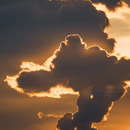 Prompt: stunning photo of a cloud shaped like a monkey, beautiful ambient light, golden hour, 85mm f1.8