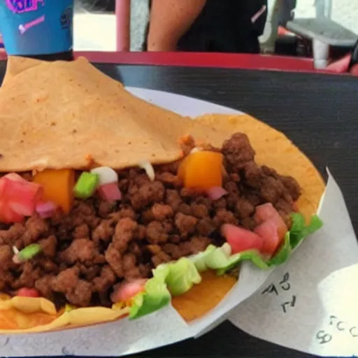 Prompt: the 2 pac taco at taco bell. thug life!