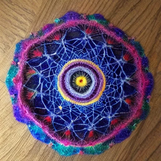 Prompt: Liminal space in outer space!!!, ((yarn mandala))