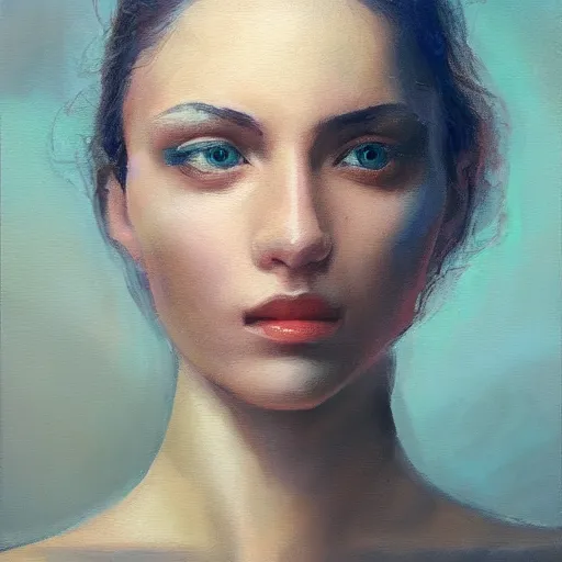 Image similar to last selfie, aesthetic, oil painting, pale colors, high detail, 8 k, wide angle, trending on artstation,