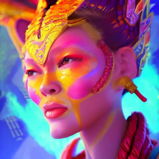 Prompt: Mayan mage, vibrant , made by Stanley Artgerm Lau, WLOP, Rossdraws, ArtStation, CGSociety, concept art, cgsociety, octane render, trending on artstation, artstationHD, artstationHQ, unreal engine, 4k, 8k,