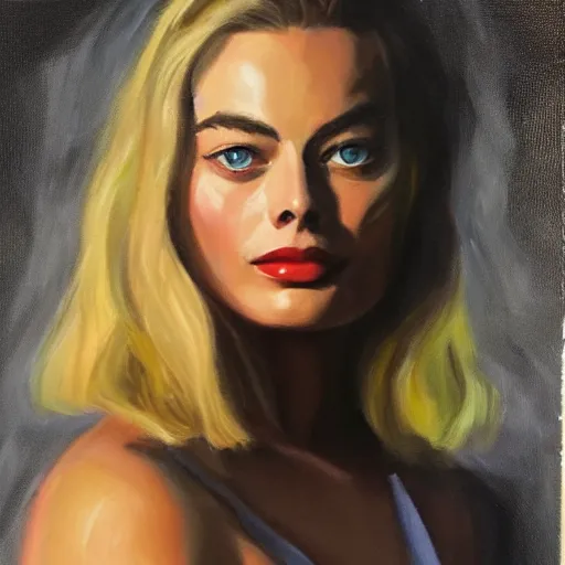 Prompt: margot robbie, oil painting, renascentist