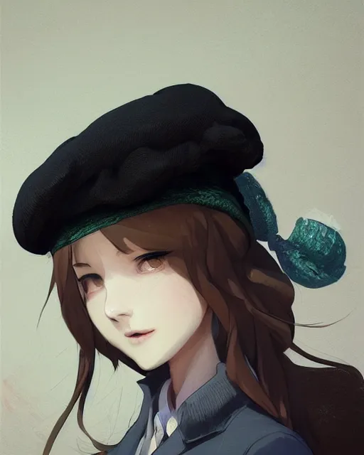 Image similar to girl with beret, sharp details, sharp focus, elegant, highly detailed, illustration, by Jordan Grimmer and greg rutkowski and PiNe(パイネ) and 薯子Imoko and 香川悠作 and wlop and maya takamura, intricate, beautiful, Trending artstation, pixiv, digital Art