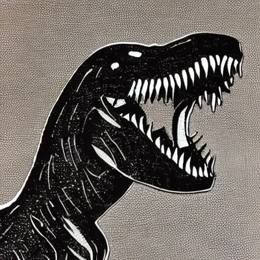 Prompt: linocut of a t - rex