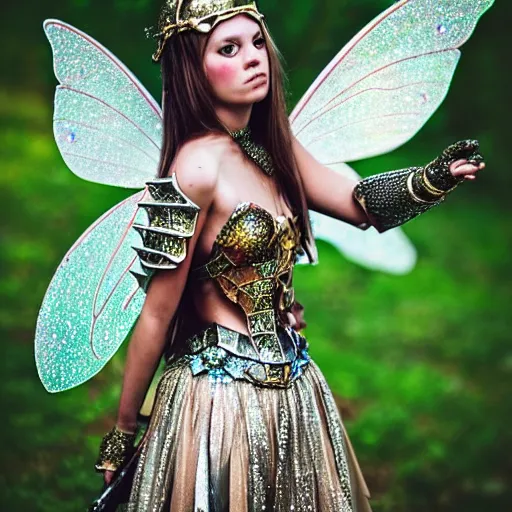 Image similar to photo of a beautiful! fairy warrior with jewel encrusted armour