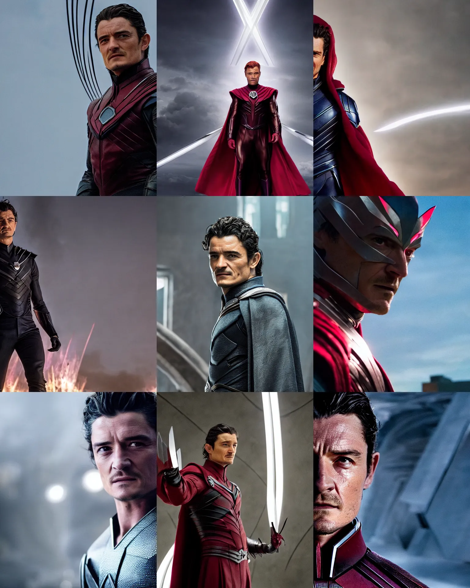 Prompt: a movie still of orlando bloom as magneto in x - men movie, dynamic lighting, villain pose, 8 k, 2 0 2 2 picture of the year