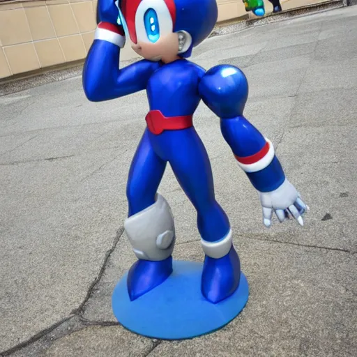 Image similar to megaman as statue