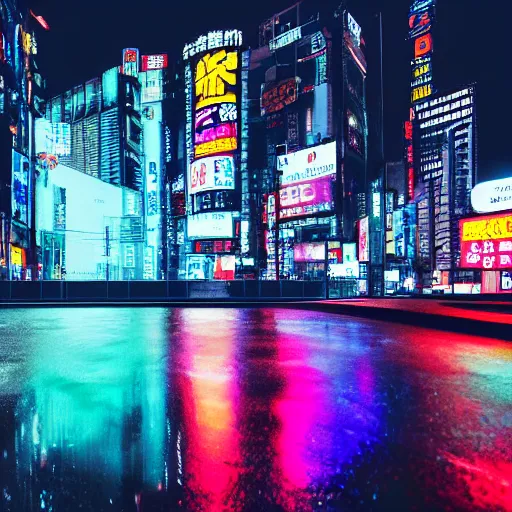 Image similar to cyberpunk tokyo neon sign ultrarealistic 8k rain reflection photography 150mpx skyscrapper