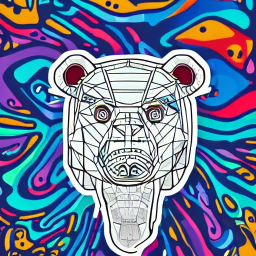 Image similar to Cyborg polar bear, sticker, highly detailed, colorful, illustration, drama, smooth and clean vector curves, no jagged lines, vector art, smooth