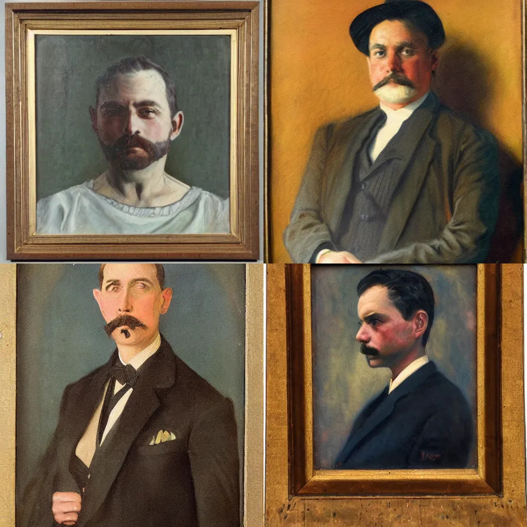 Prompt: a portrait painted in the year 1 9 0 9