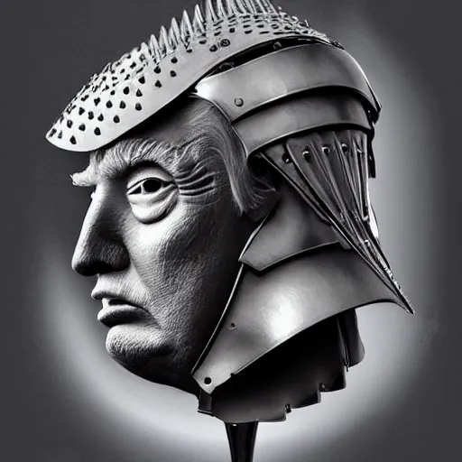 Image similar to donald trump, knights armor, one broadsword, by hans holdein, donald trumps highly detailed handsome face, two arms, two legs, knights armor