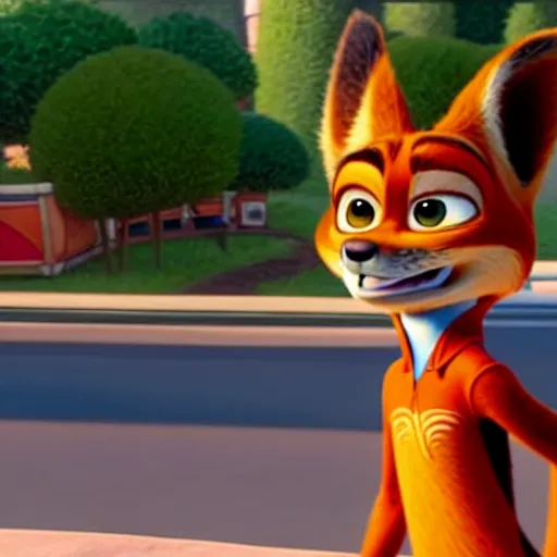 Image similar to Nick Wilde (from Zootopia) doing one last job before he's out of the game for good