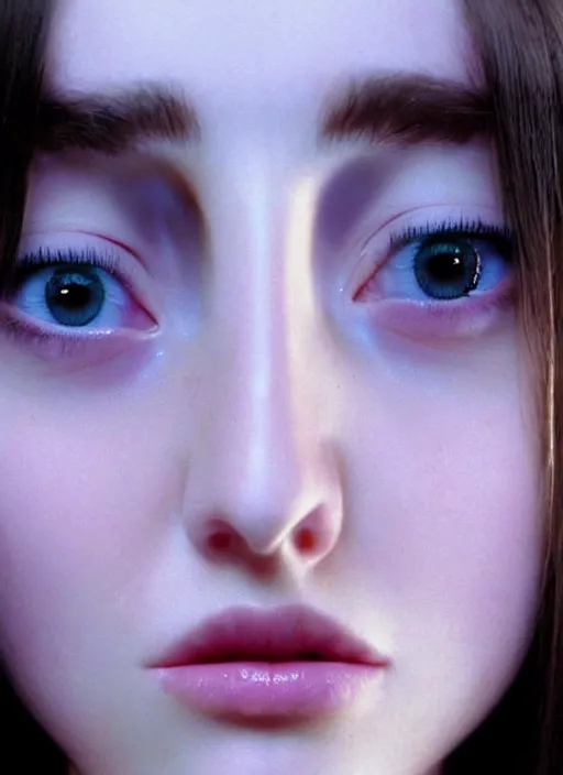 Image similar to layered film still of a slender 18 year old Madeline Zima looking at the camera from the side while looking at you with stunning eyes in a mirror maze reality . dark shadows under her tired eyes. soft detailed film still at 16K resolution and amazingly epic visuals. epically beautiful image. amazing lighting effect, image looks gorgeously crisp as far as it's visual fidelity goes, absolutely outstanding image. perfect film clarity. ultra image detail. iridescent image lighting. mind-breaking atmosphere. mega-beautiful pencil image shadowing. beautifully serene face. Ultra High Definition image. soft image shading. soft image texture. intensely beautiful image.