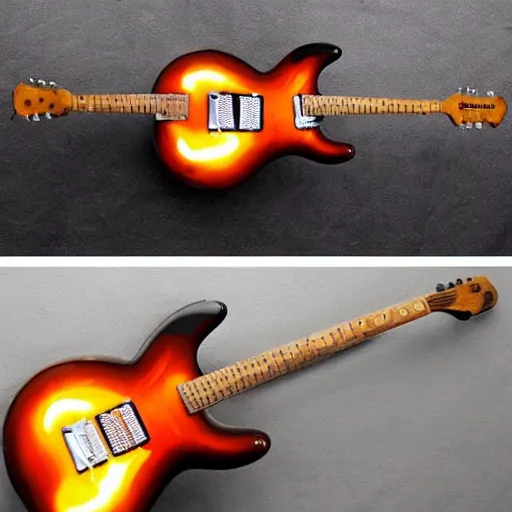 Image similar to an electric guitar made entirely out of 🔥