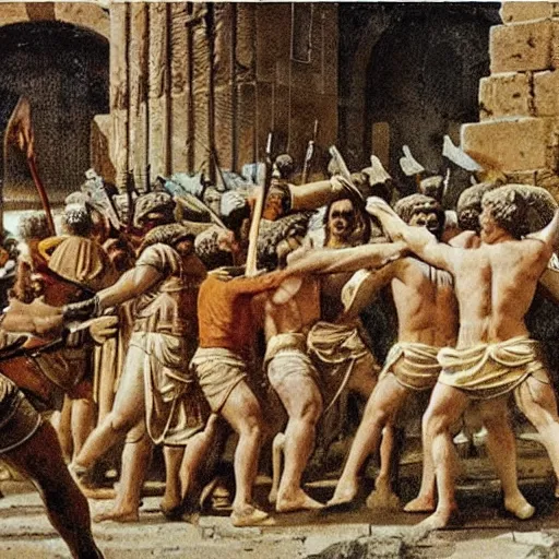 king titus and his roman army legions attacking herods Stable