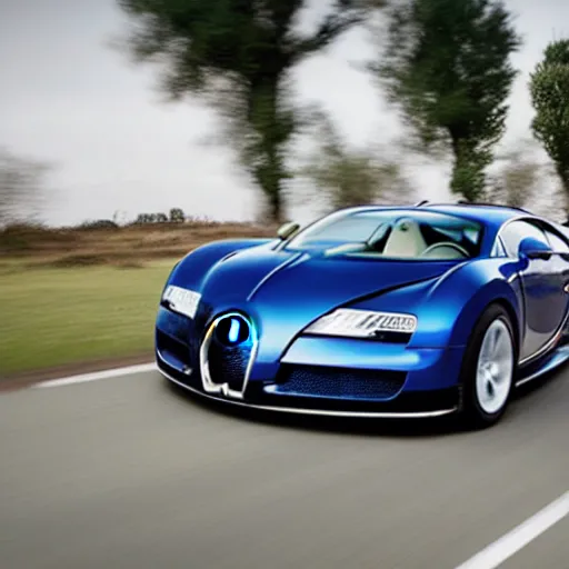 Prompt: bugatti with distinct foreground, middle ground, background