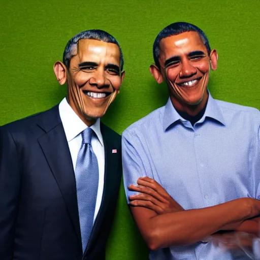 Image similar to A portrait Obama teams up with a teenage Obama, perfect faces, 50 mm, award winning photography