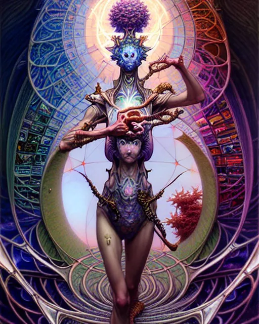 Prompt: the world tarot card, fantasy drawing made of fractals, ultra realistic, wide angle, intricate details, the fifth element artifacts, highly detailed by peter mohrbacher, hajime sorayama, wayne barlowe, boris vallejo, aaron horkey, gaston bussiere, craig mullins