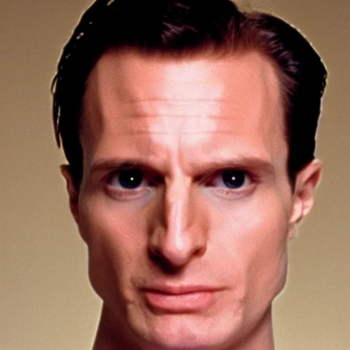 Image similar to headshot photo of Bald Patrick Bateman from American Psycho