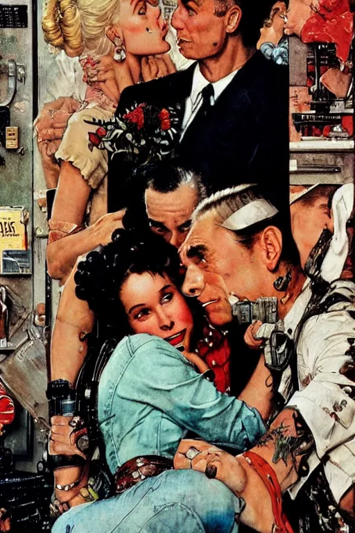 Prompt: True Romance movie painted by Norman Rockwell