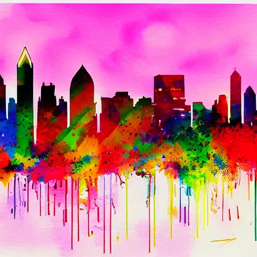 Image similar to colorful painting of atlanta skyline in the style of henri matiss