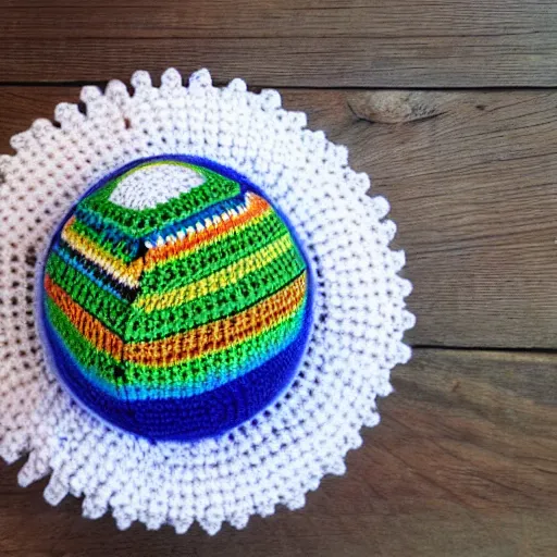 Prompt: Planet Earth, amigurumi, white background, 3d