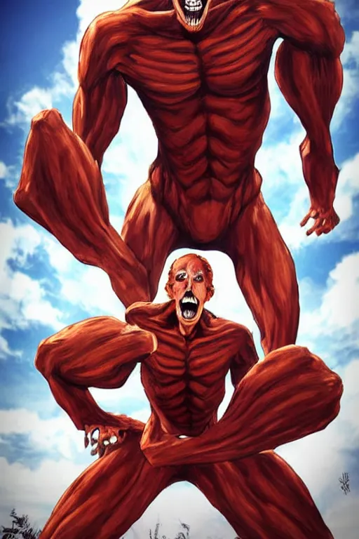 prompthunt: “ donald trump as an ugly titan, attack on titan