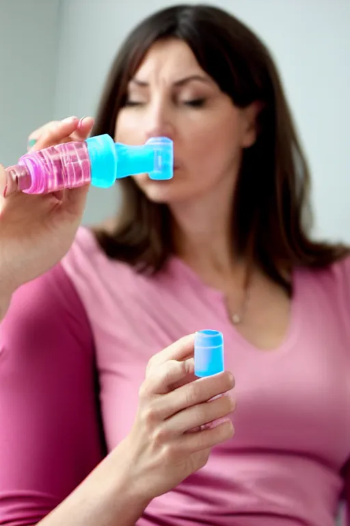 Image similar to Woman using a Pink Vapor Inhaler