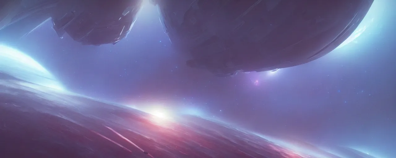 Prompt: cool smooth space colours, cinematic render of atmospheric diffuse deep space, diffuse fog void, atmospheric perspective, volumetric lighting, cathrin machin, the expanse, john harris