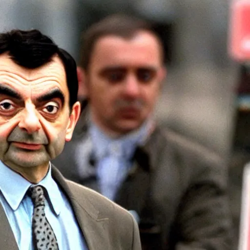 Prompt: Mr Bean leaving the scene of a crime