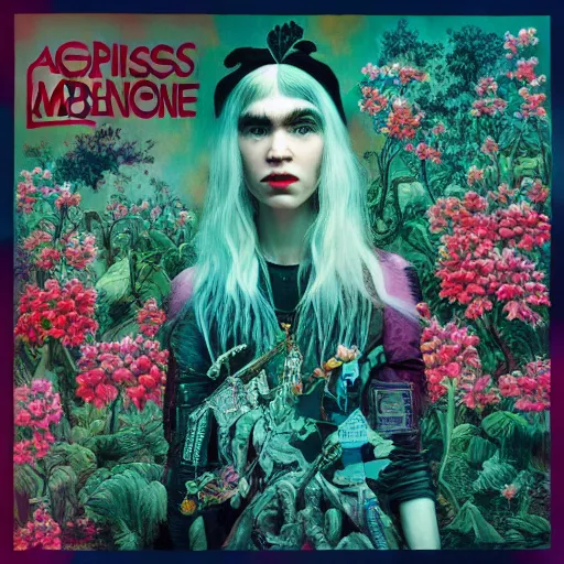 Prompt: Grimes - Miss Anthropocene album cover, album art, album cover art, 8k