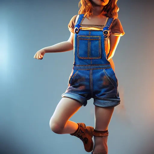 Prompt: full body pose, hyperrealistic photograph of a beautiful girl, overalls, dim volumetric lighting, 8 k, octane beautifully detailed render, extremely hyper detailed, intricate, epic composition, cinematic lighting, masterpiece, trending on artstation, very very detailed, stunning, hdr, smooth, sharp focus, high resolution, award, winning photo, dslr, 5 0 mm