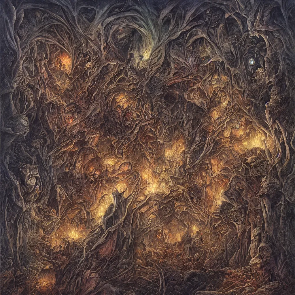 Prompt: the chamber of whispering eyes, dan seagrave art