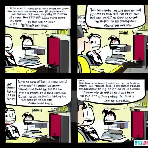 Prompt: comic strip about office ce fovererace