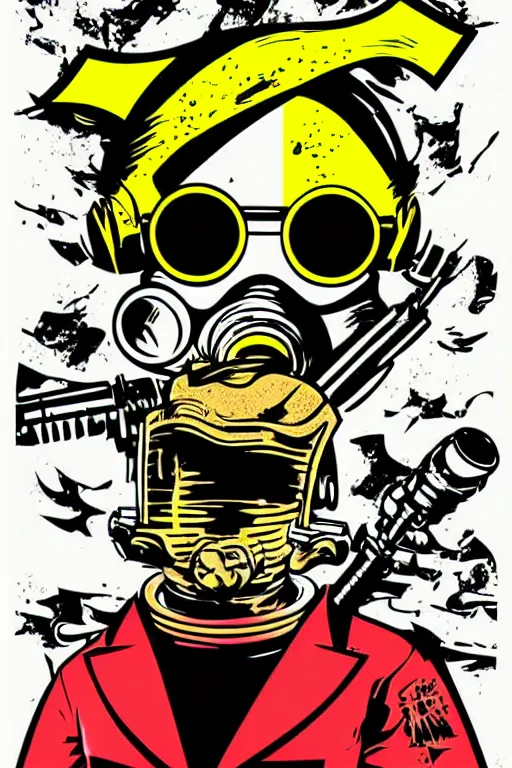 Image similar to fallout 7 6 retro futurist illustration art by butcher billy, sticker, colorful, illustration, highly detailed, simple, smooth and clean vector curves, no jagged lines, vector art, smooth andy warhol style