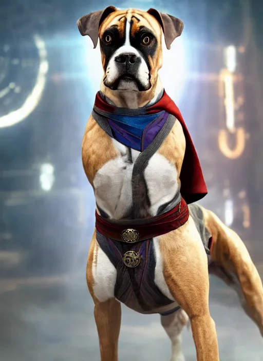 Image similar to film still of a boxer Dog as Doctor Strange in Avengers Endgame, 4k