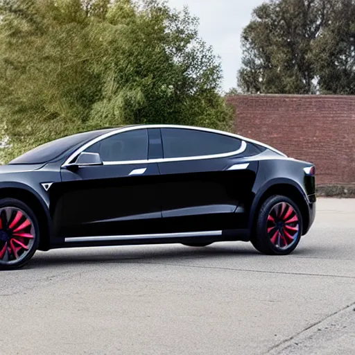 Prompt: the Tesla Cybertruck as a limousine, painted pure black